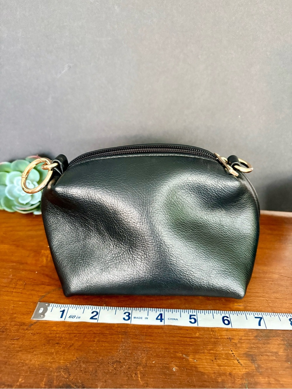 Anthropologie Black Vegan Leather Cosmetic Pouch No Strap